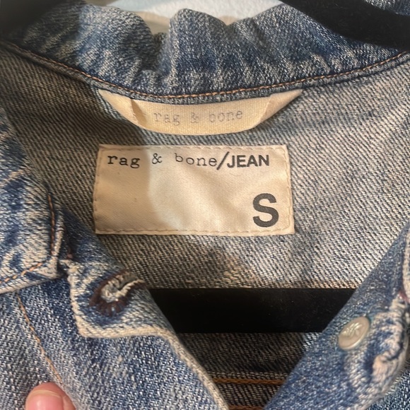 rag & bone denim jacket with leather sleeves size small - Picture 2 of 4